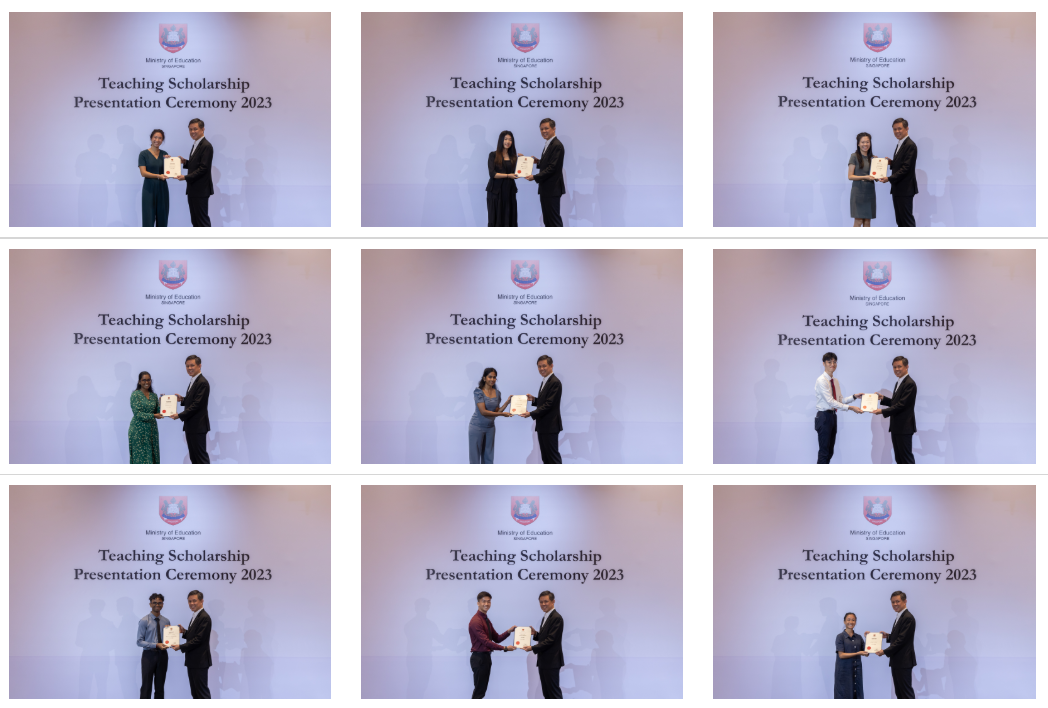 Collage of students receiving the Teaching Scholarship Award